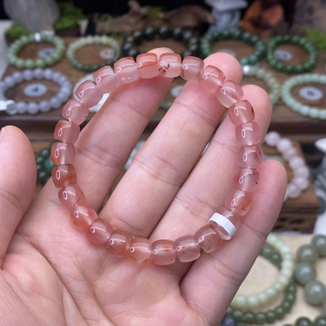 南红玛瑙未镶嵌手链冰飘直切珠卡8