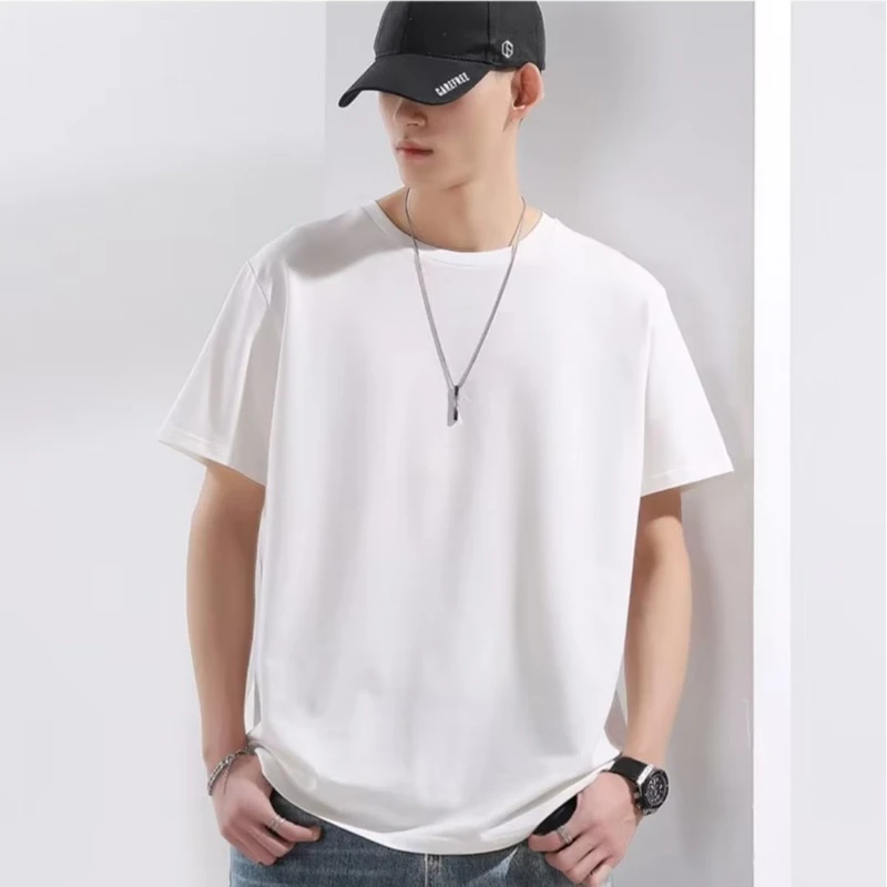 四季通用320克重磅短袖T恤美式新款宽松上衣白色百搭圆领男士情侣