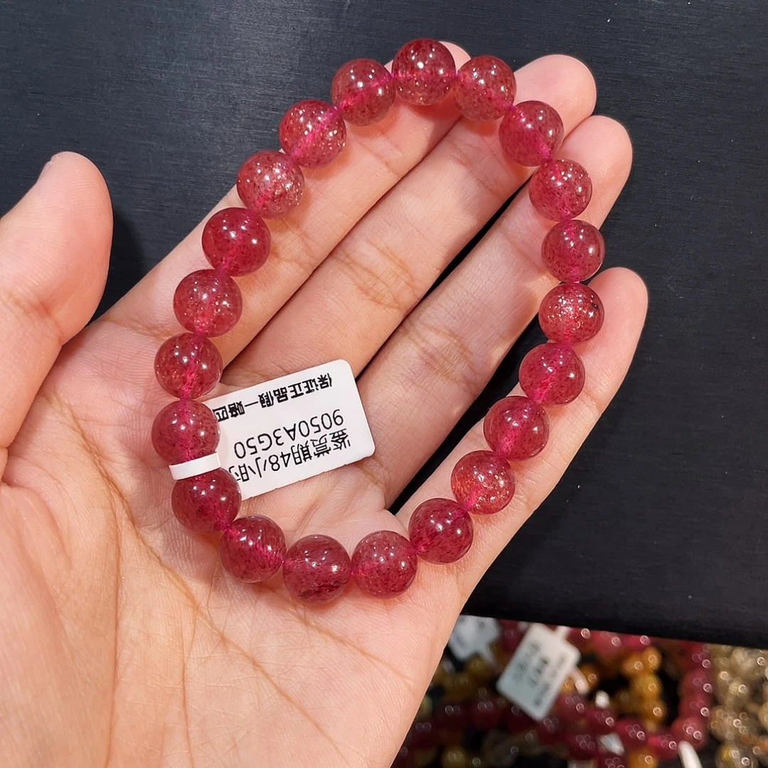 手链水晶未镶嵌鸽血红星空草莓晶9mm