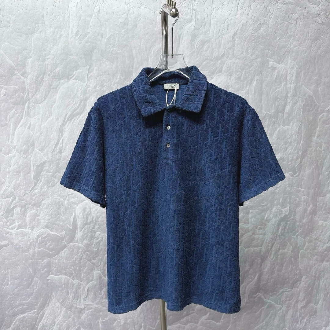 未使用 DIOR/迪奥 毛巾老花满印Polo领短袖 L码 D17449
