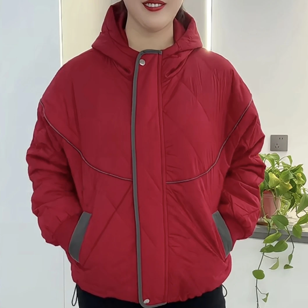 冬季新款棉服中老年妈妈装休闲时尚短款棉袄宽松保暖连帽棉衣