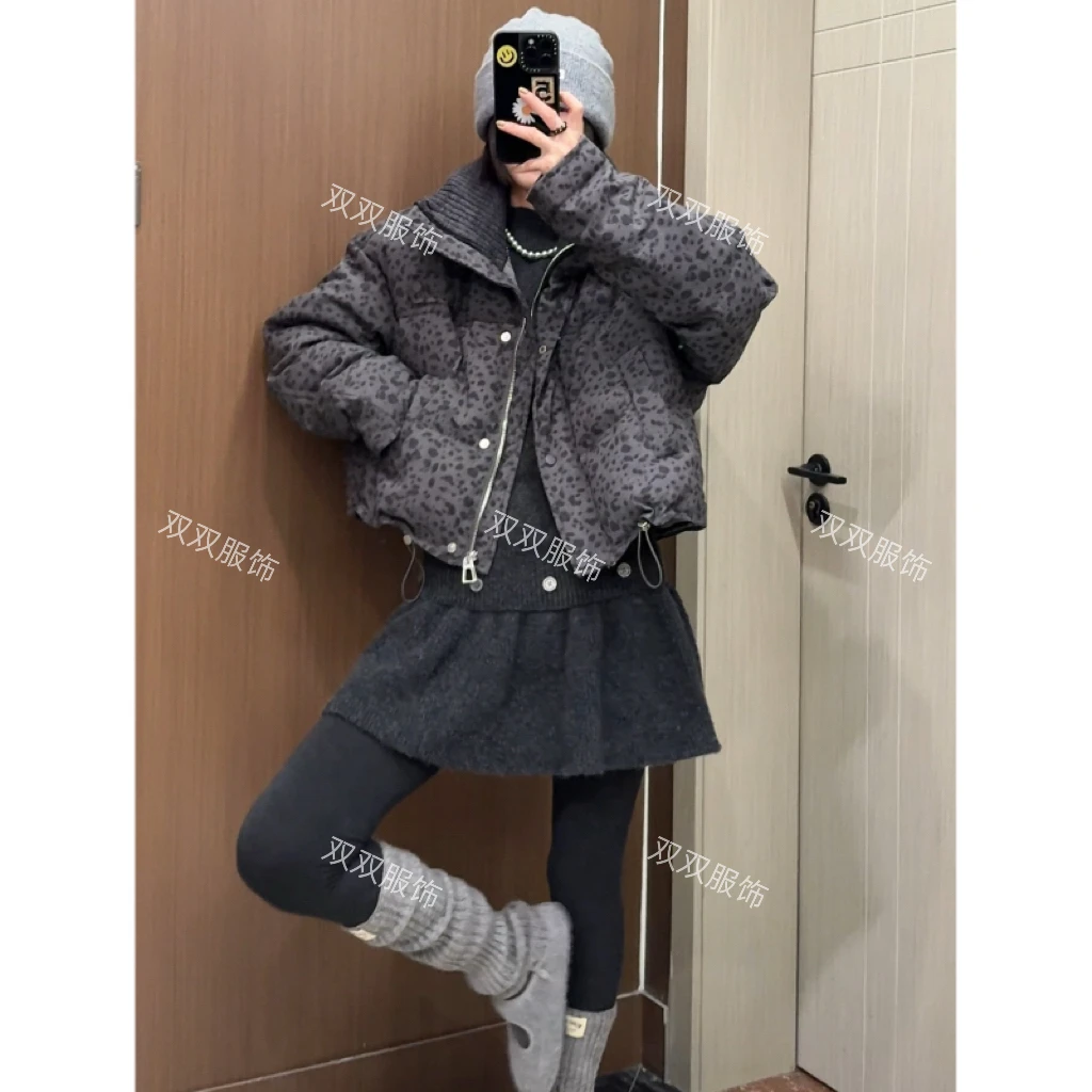 【SSOUHAN】复古豹纹洋气时尚羽绒韩版外套冬季新款百搭