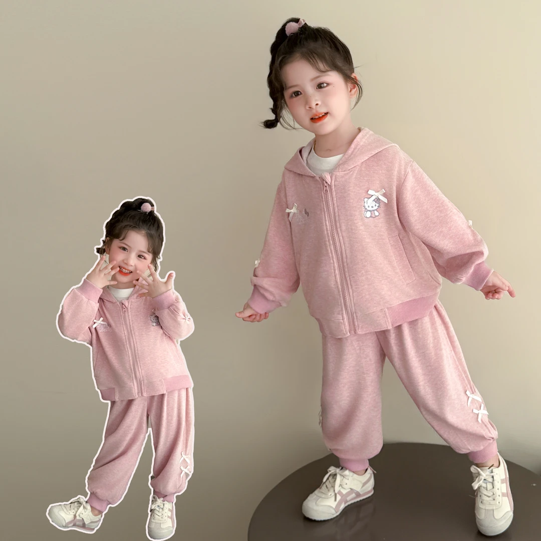 女童秋装外套2025新款洋气休闲卫衣儿童春秋季运动宝宝两件套装潮