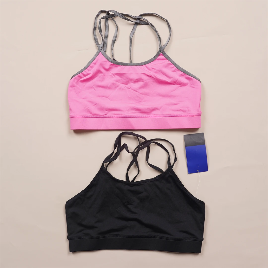 出口单运动文胸内衣不能插垫中度支撑透气吸湿高弹健身瑜伽P419