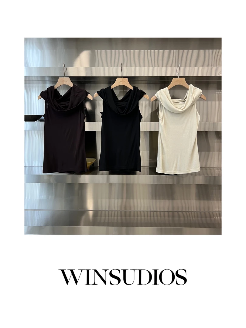 软糖【WIN小众定制款】荡领纯色无袖上衣