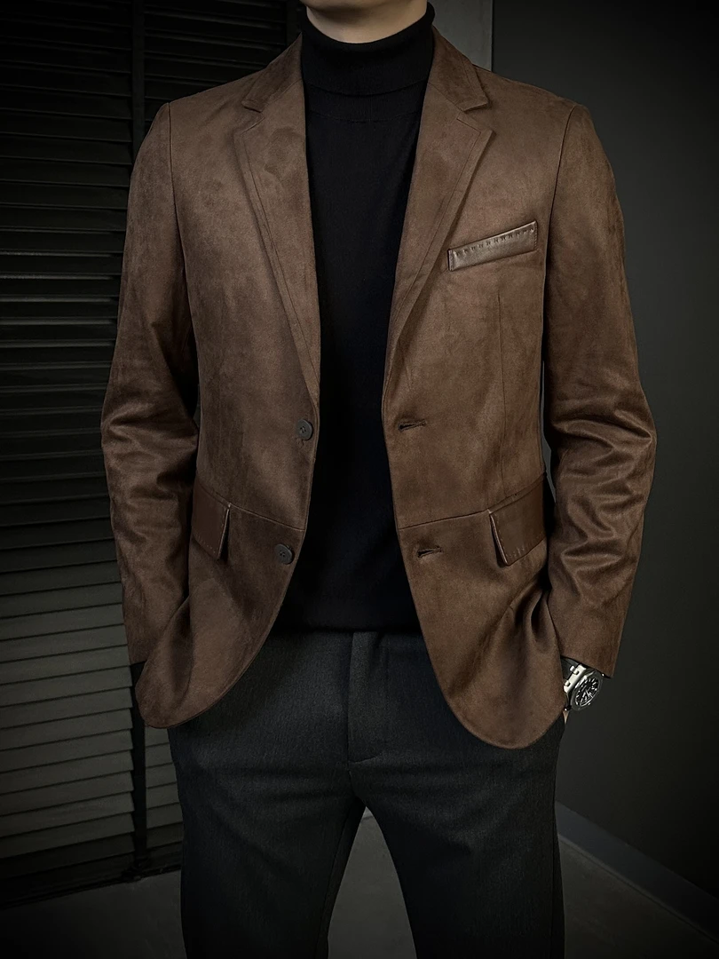 KING&GUCH【绵羊皮✚鹿皮绒】秋季2025新款男士西服5809