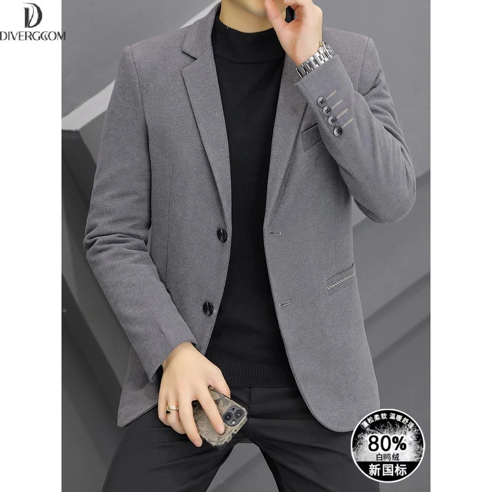 男士毛呢西服韩版商务免烫男装外套秋冬季加厚新款休闲呢子小西装