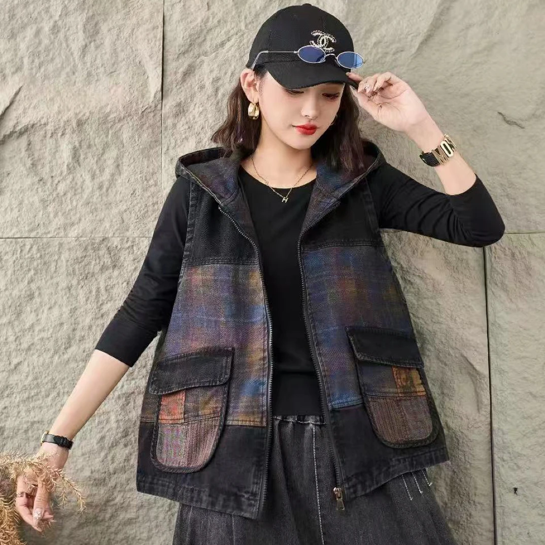 显瘦原创复古宽松牛仔马夹女2025秋新款气质洋气文艺坎肩百搭马甲