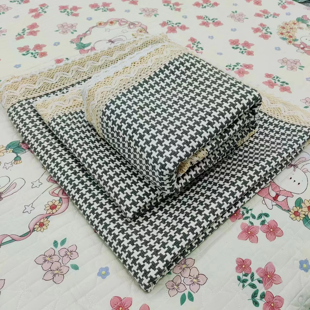 老粗布【沙发巾三件套】<千喜鸟-灰>加厚简约家用透气三条一套装