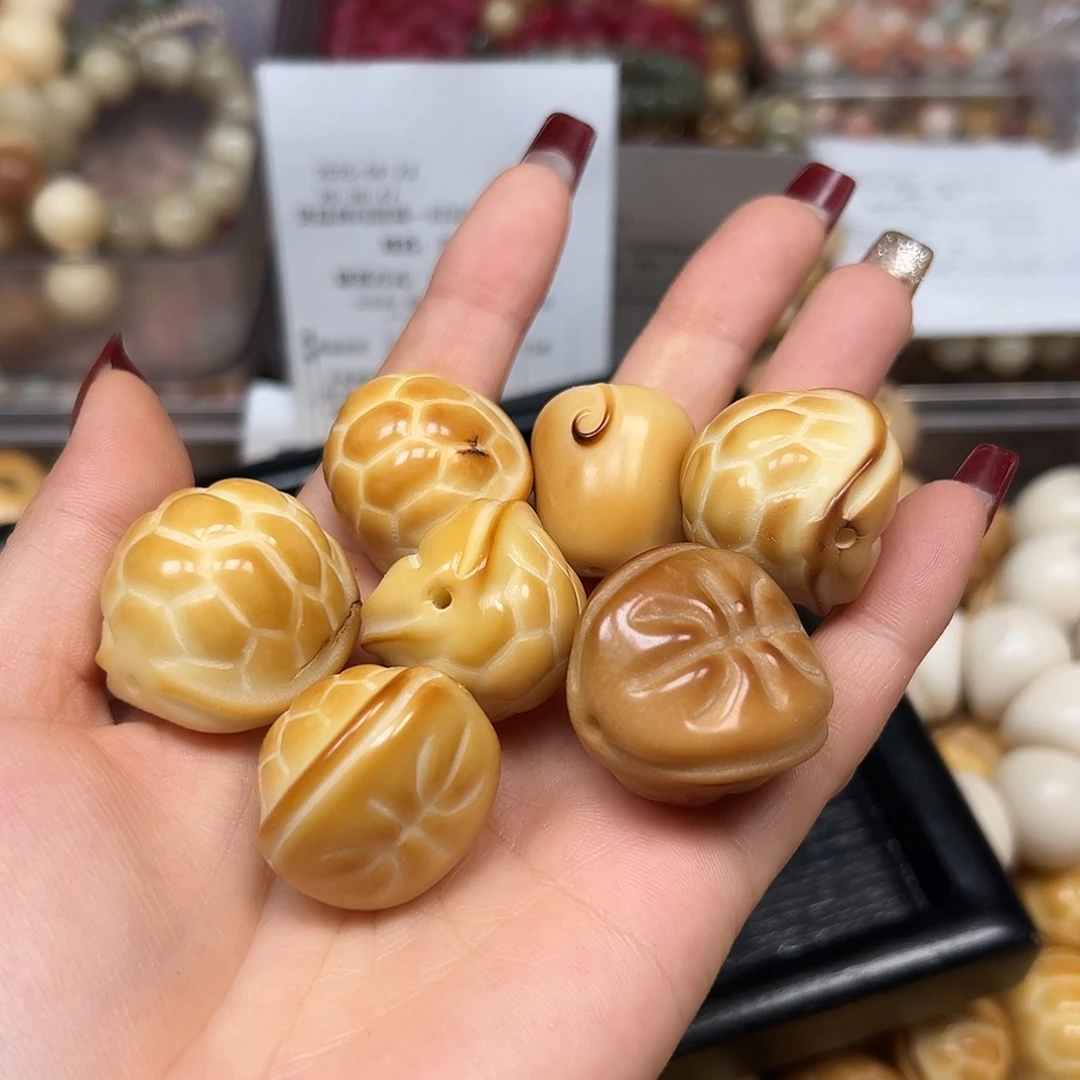 乌***话手串菩提根/象牙果瑕疵炭烤富甲15颗有裂