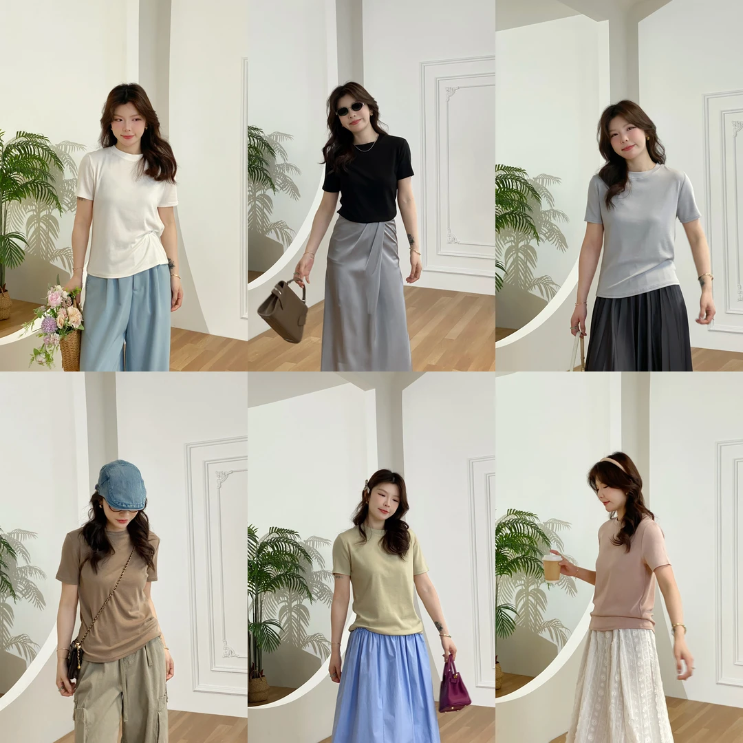 GIELGIE【搭配公式】早春百搭经典多色圆领短袖T恤