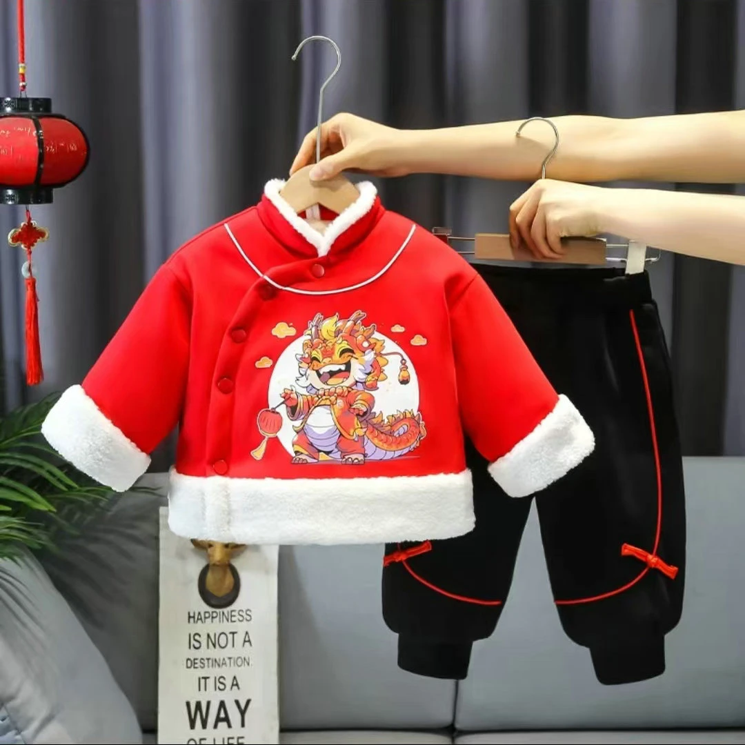 （1739）儿童时尚洋气加绒加厚年服套装