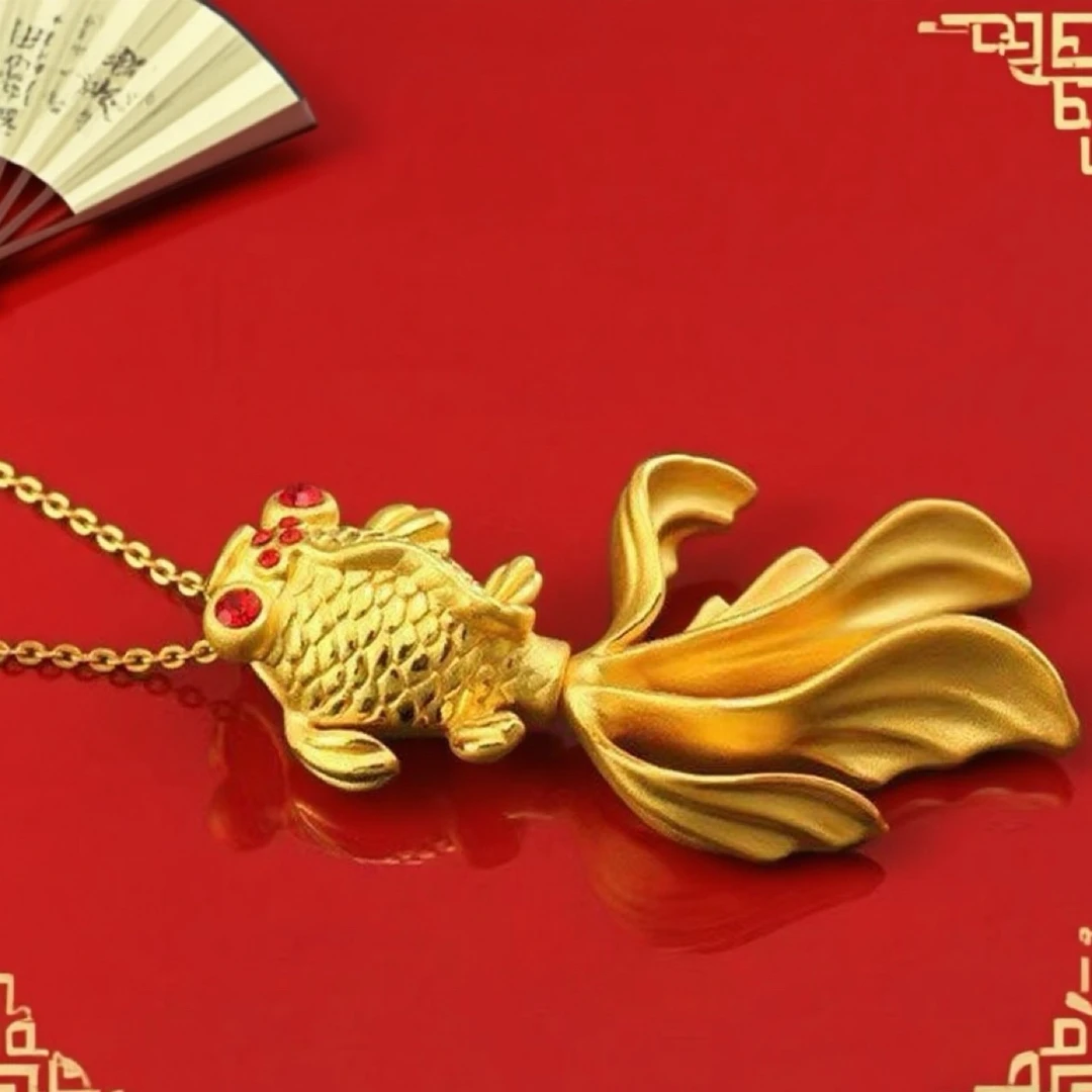 铜合金亚克力吊坠 爆款新款金鱼锁骨项链幸福吉祥招财旺夫吊坠