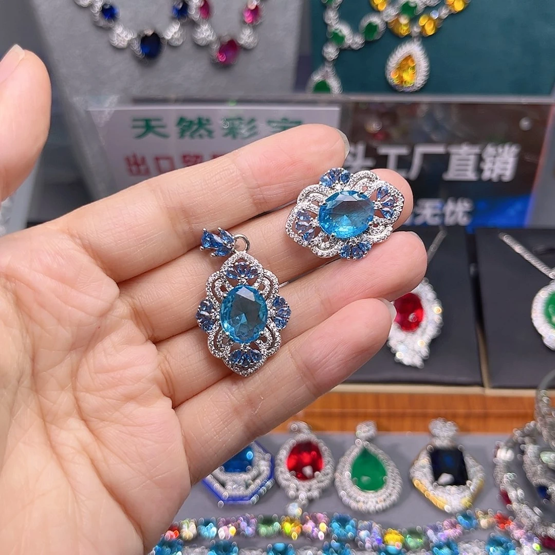 颈饰托帕石银S925镶嵌t 141