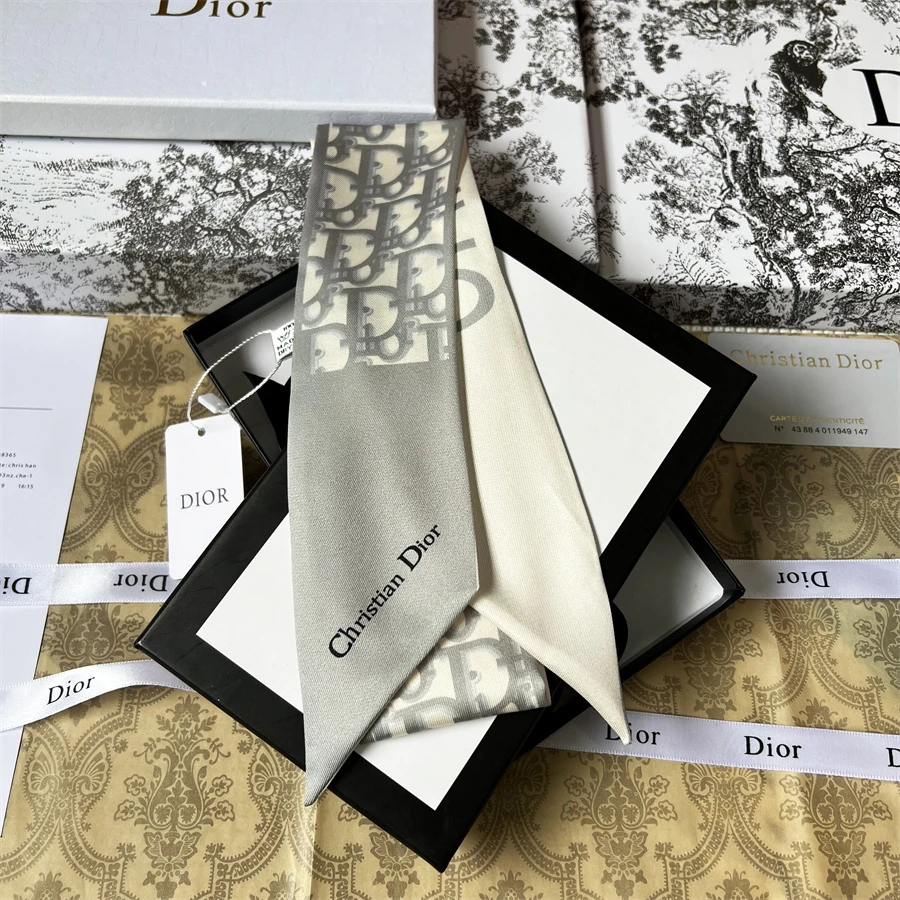 正确版本D家夏季薄款双层小丝巾飘带发带8*105