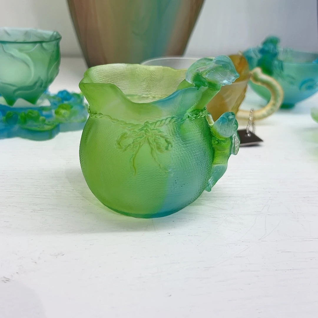 陶瓷QAA247青绿色脱蜡水晶钱袋子