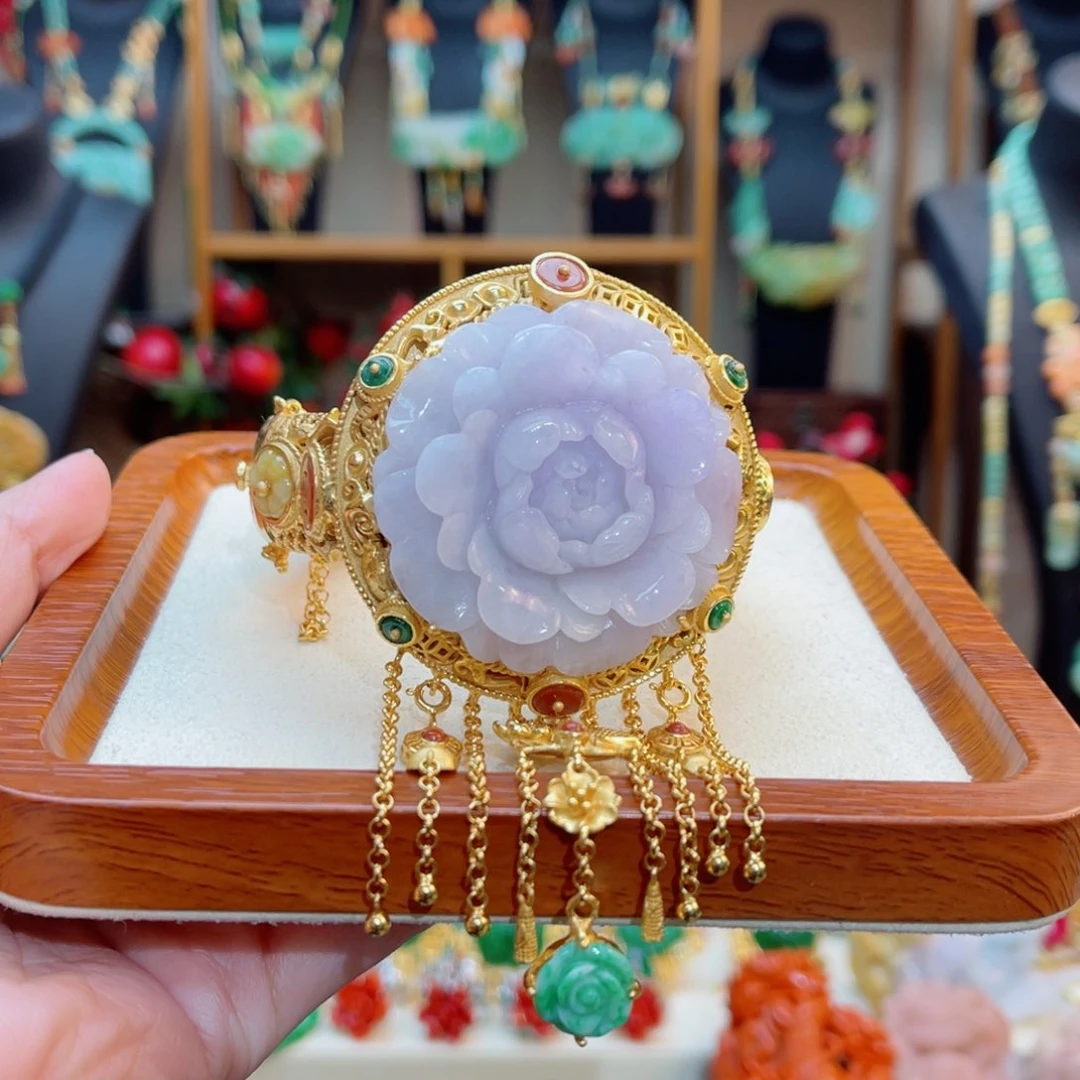 翡翠手镯银S925镶嵌48小时鉴赏期