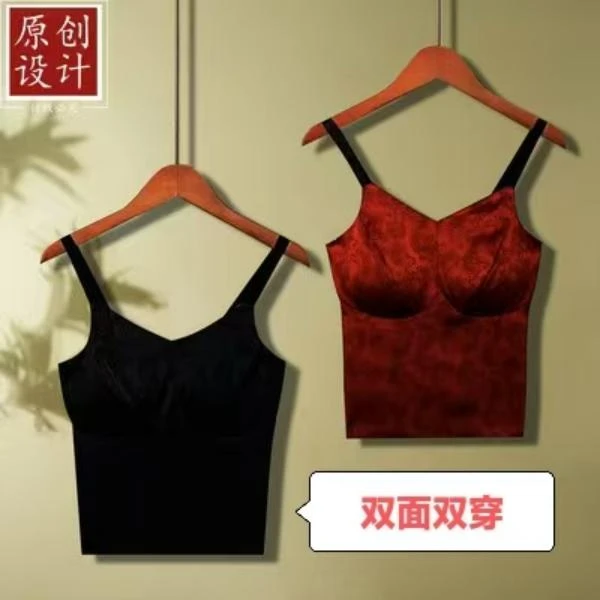 J-2508-23（黑色+咖色卡码拍小）新中式国风舒适休闲双面穿背心
