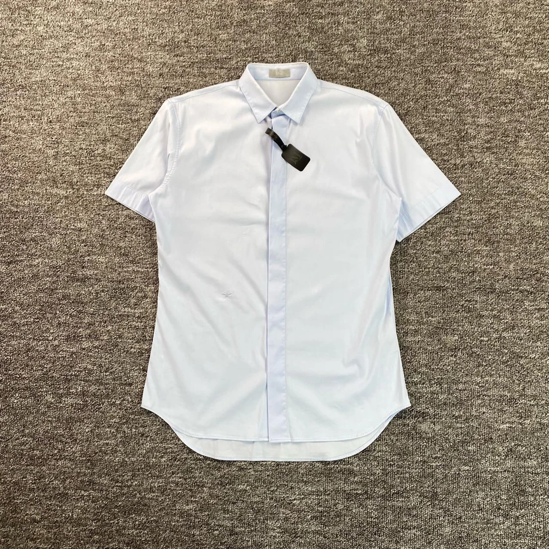 99新 DIOR/迪奥 3473/Dior 蓝色小蜜蜂刺绣短袖衬衣/39码/99新