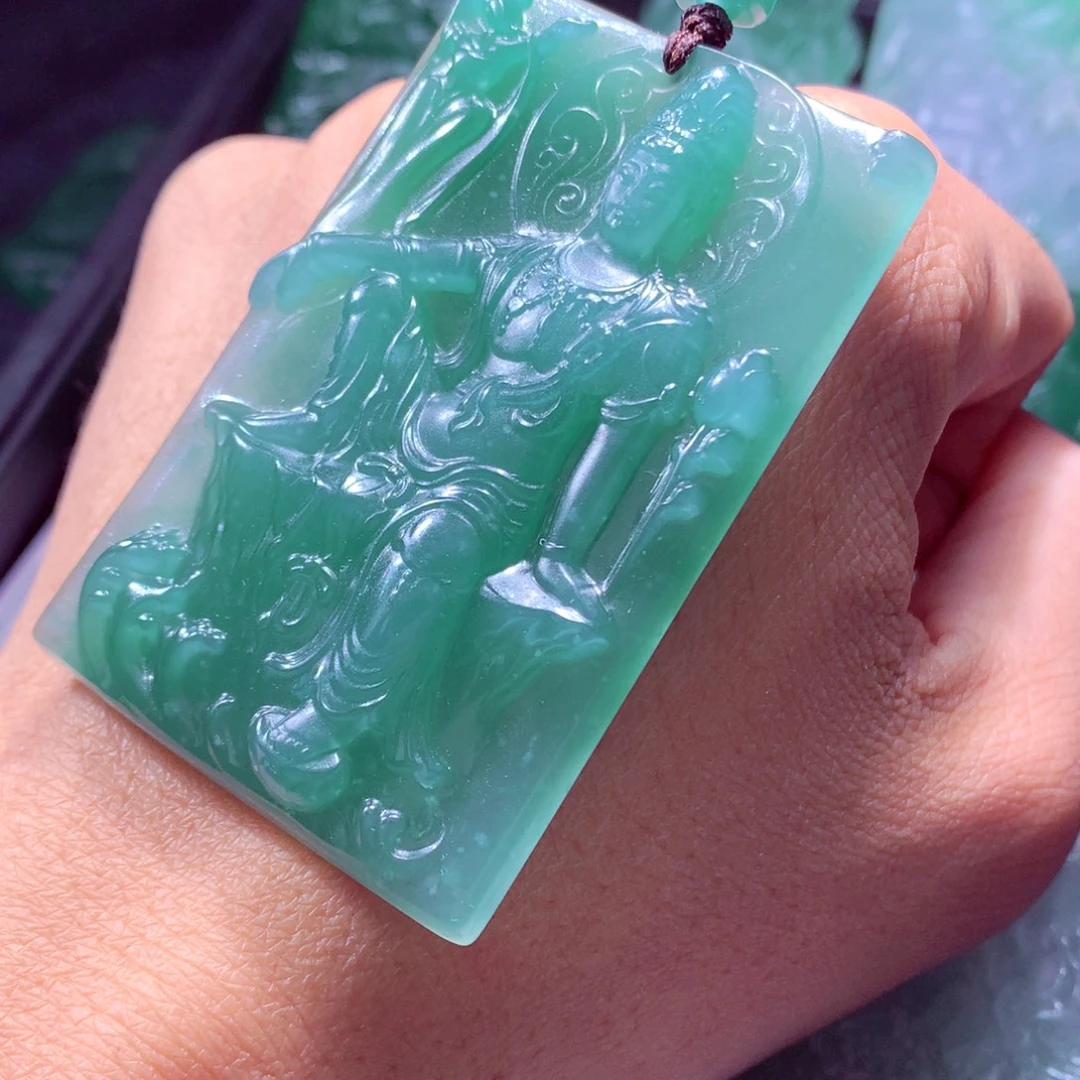 定制翡翠未镶嵌天然翡翠A货毛货挂件