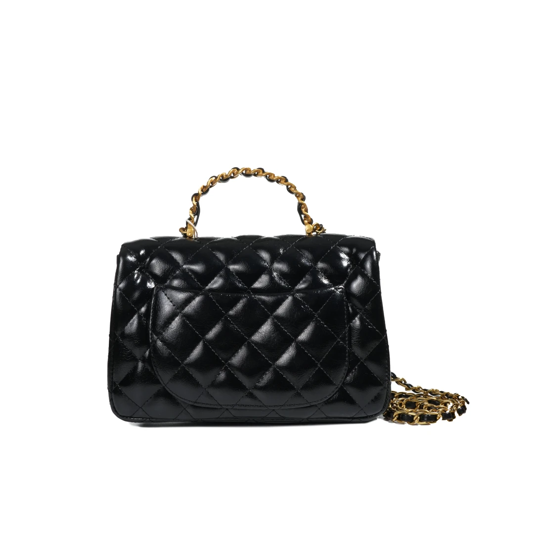 【CF】2025年新款轻奢百搭手提斜挎单肩包 E1075-黑色