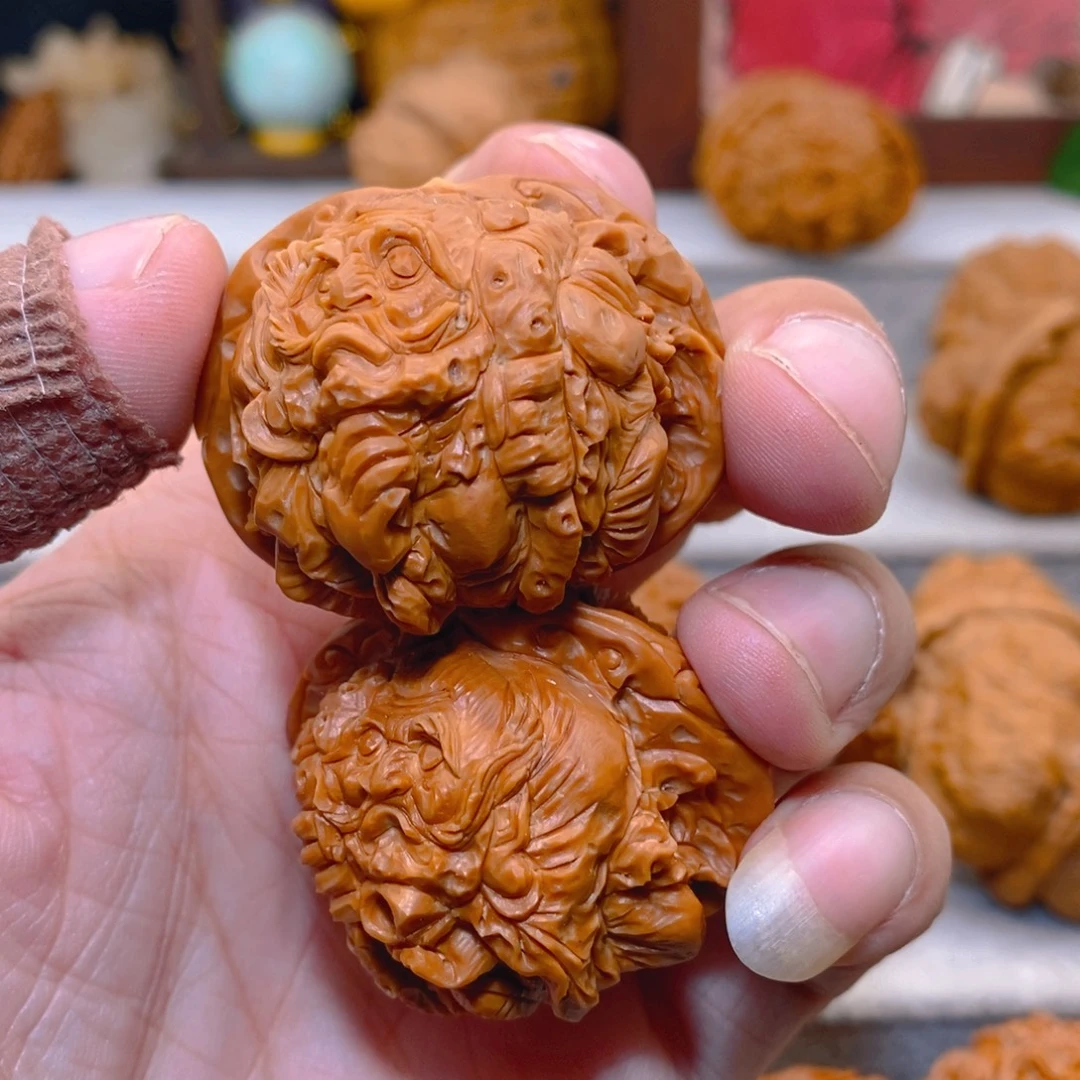 文玩核桃把件纯手工雕刻达摩悟禅