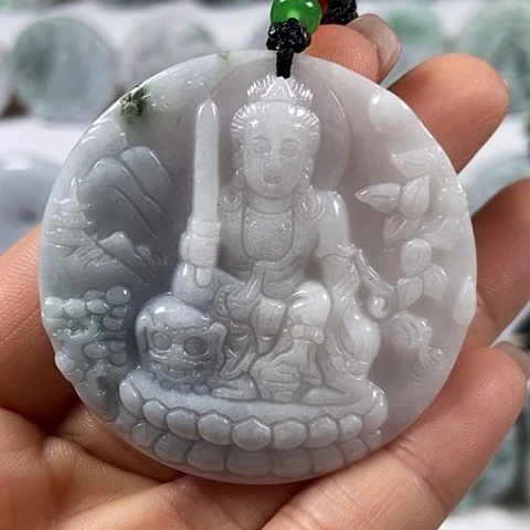 翡翠颈饰未镶嵌文殊菩萨福利