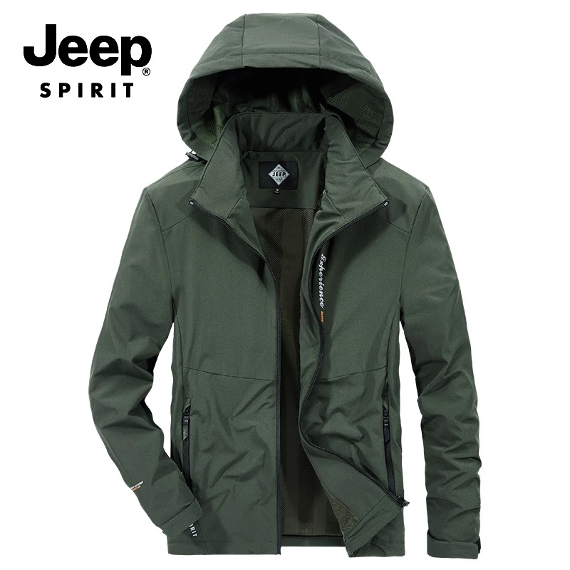 JEEP SPIRIT春季新款连帽夹克男士商务休闲外套宽松大码潮流上衣