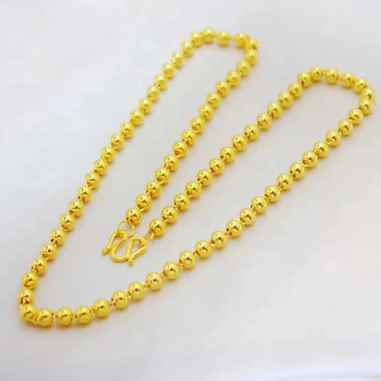 【精品高订】经典男士金色圆珠项链时尚大气