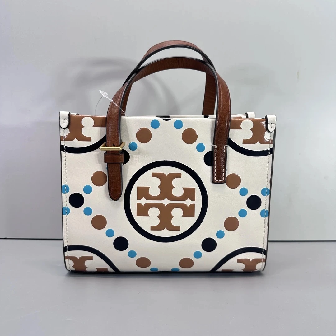 95新 TORY BURCH/汤丽柏琦 白色压纹迷你托特包19*15*6cmE030119