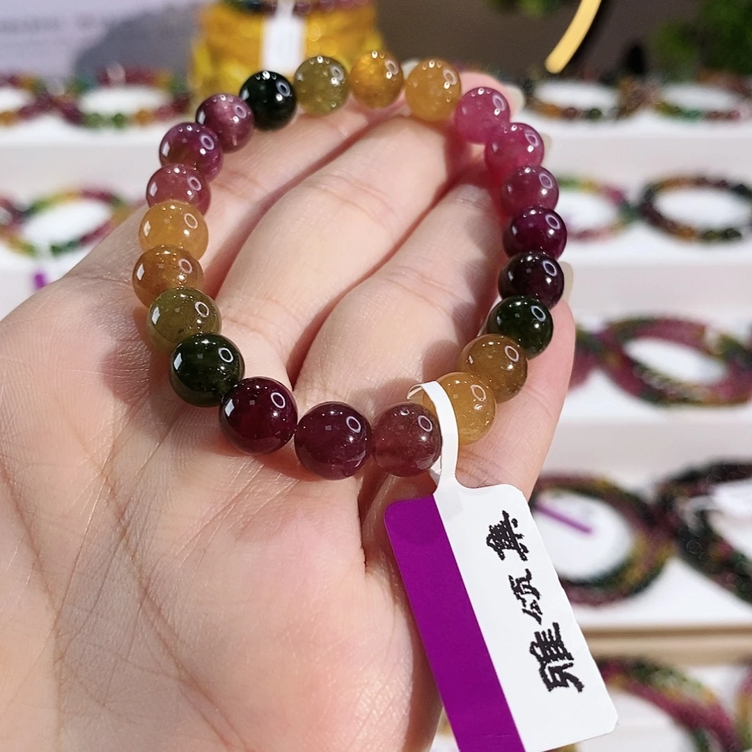 碧玺手串未镶嵌G2192素圈颜色微差