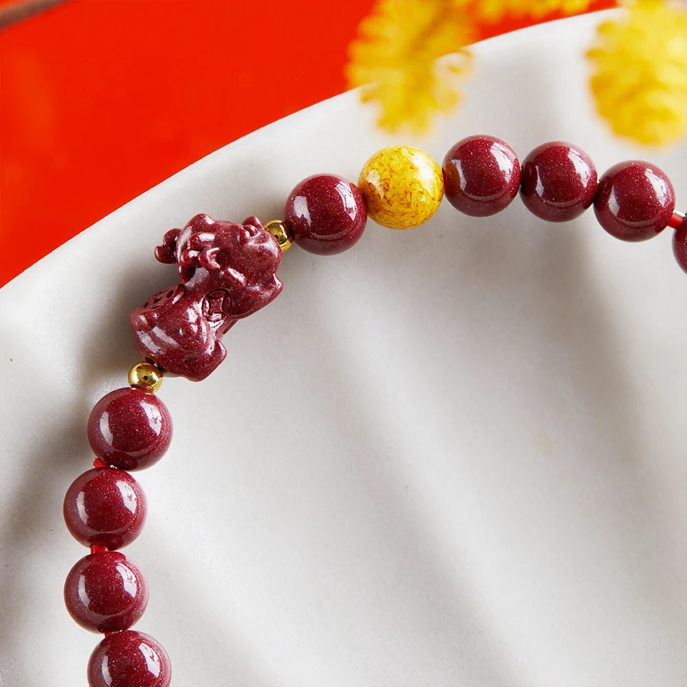 含辰砂工艺品【正品朱砂】朱砂紫金砂貔貅雄黄时尚手串