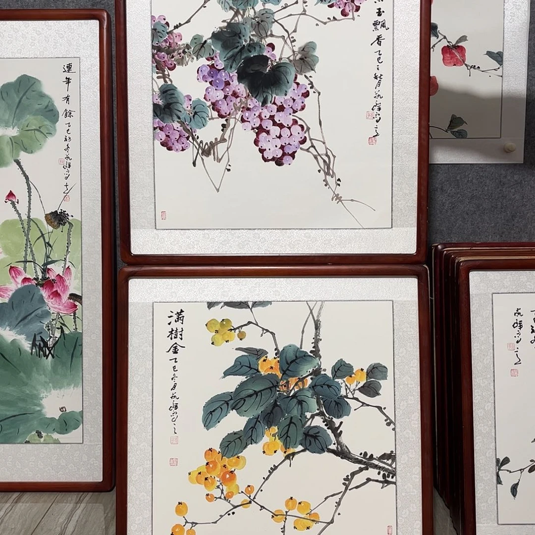 国画书画作品带框63×63