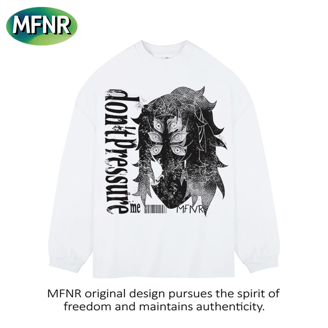 美式街头小众印花长袖男秋冬百搭圆领宽松设计感重磅纯棉T恤上衣