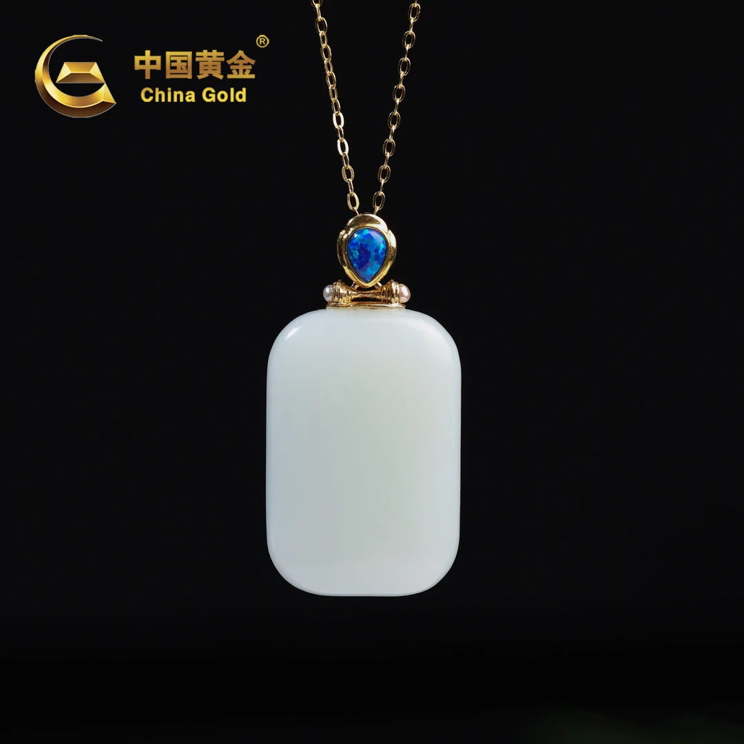 【中国黄金】怀素 | 和田玉*吊坠*18K金镶嵌-D6193-华