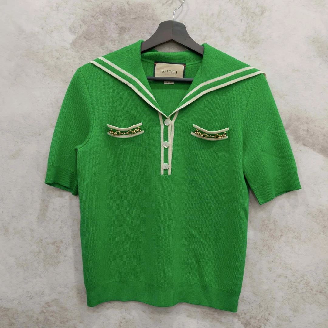 99新 GUCCI/古驰 葡萄籽奢潮/绿色针织短袖/S码