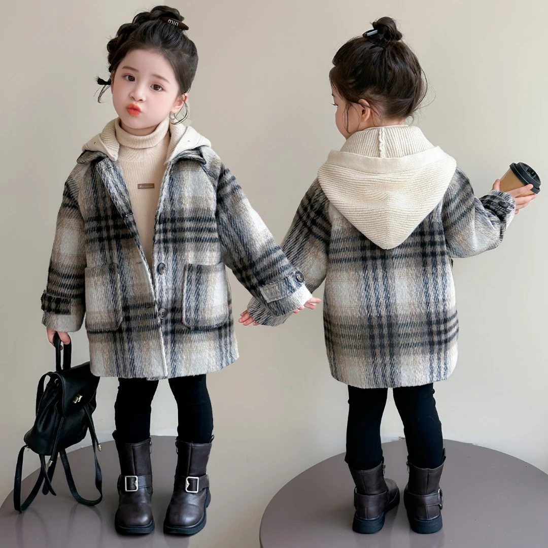 女童夹棉外套2025新款儿童秋冬装韩版加厚女宝宝冬季保暖呢大衣潮