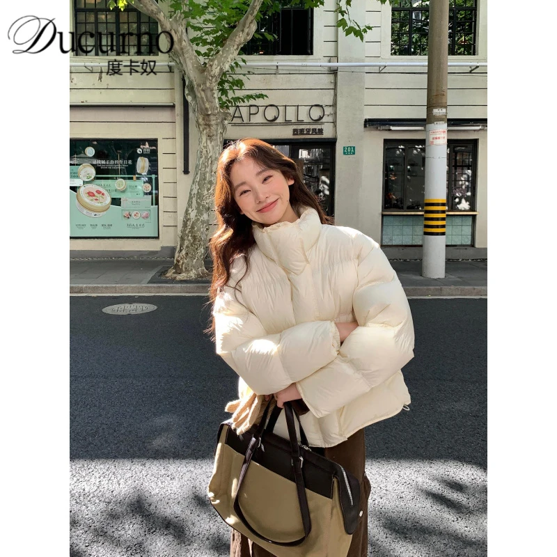羽绒服短款2025年新款95白鸭绒小个子宽松加厚面包服时尚保暖外套