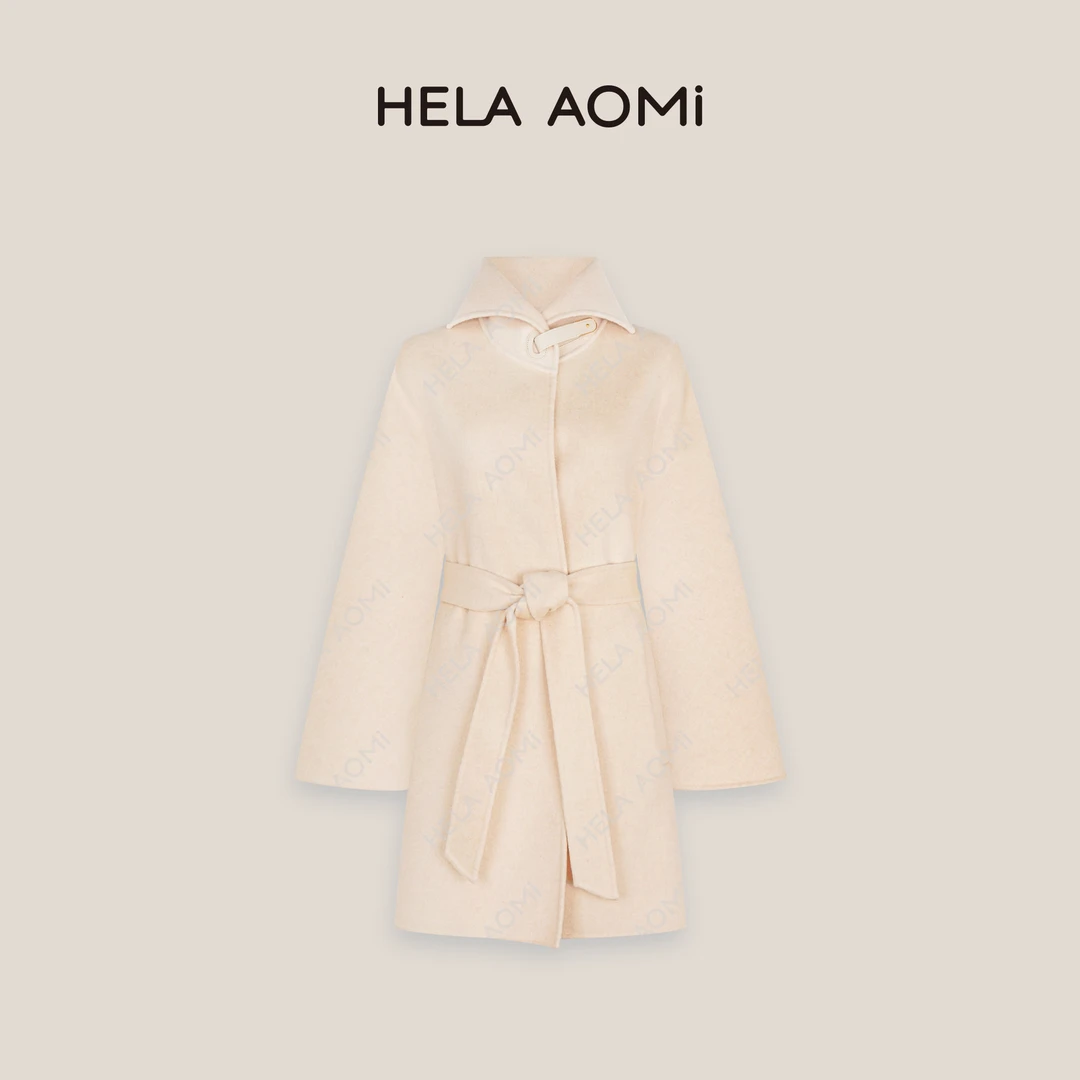 HELA AOMI“原单线. L.P”100%山羊绒纯色简约设计感长款大衣