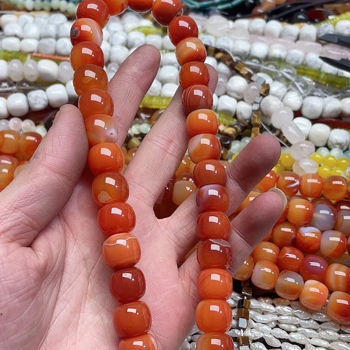 玛瑙/玉髓珠宝半成品未镶嵌叫**玉一条14mm红玛瑙老型