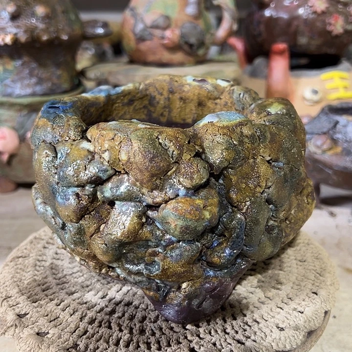 手工粗陶高温花盆