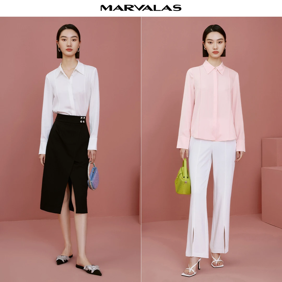 【羊羊专属】曼德诗醋酸时尚气质早春设计感丝滑衬衣M311300574