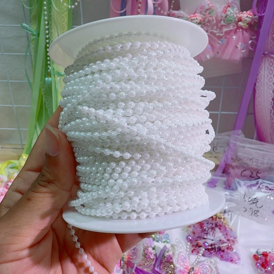 3毫米棉线珠链一卷50米，白色