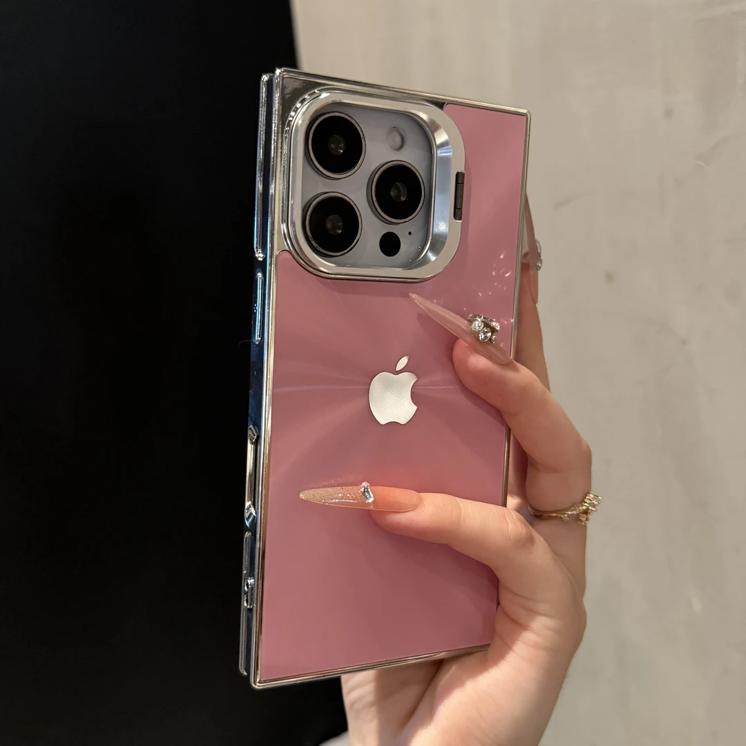 ins高级方形电镀极光适用iPhone16promax手机壳15苹果14时尚13新