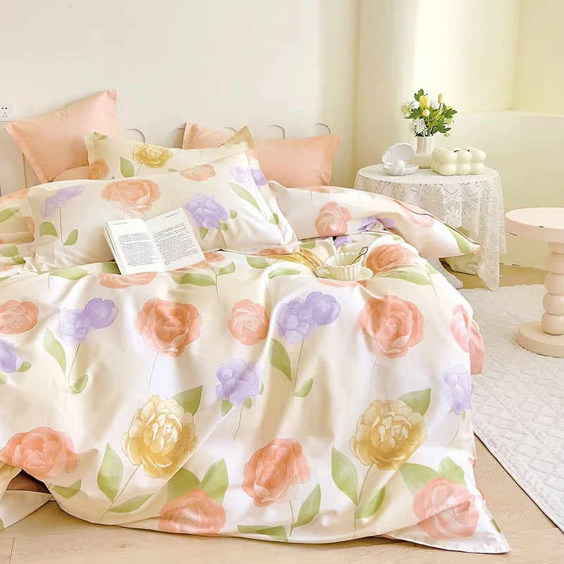 100%全棉四件套 新疆棉纯棉印花4件套宿舍单人床单被套三件套亲肤