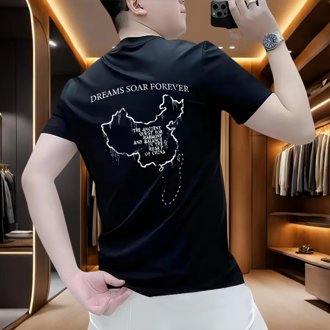 男士夏季短袖纯棉T恤2026新款休闲百搭个性印花圆领宽松潮流男装