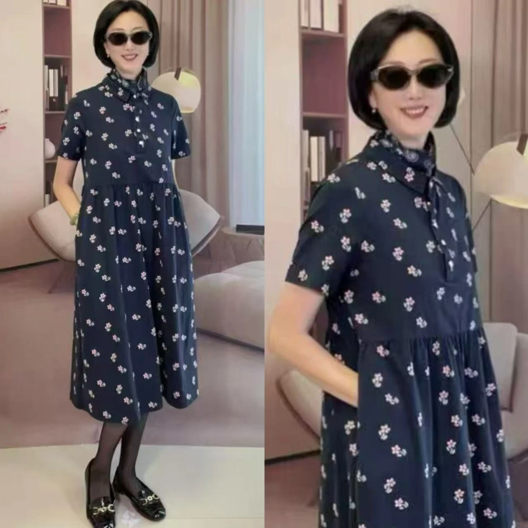 美田定制休闲腰间捏褶大口袋娃娃领减龄夏季显