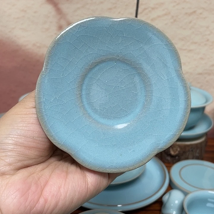 摆件A****5天蓝老货杯垫大瑕
