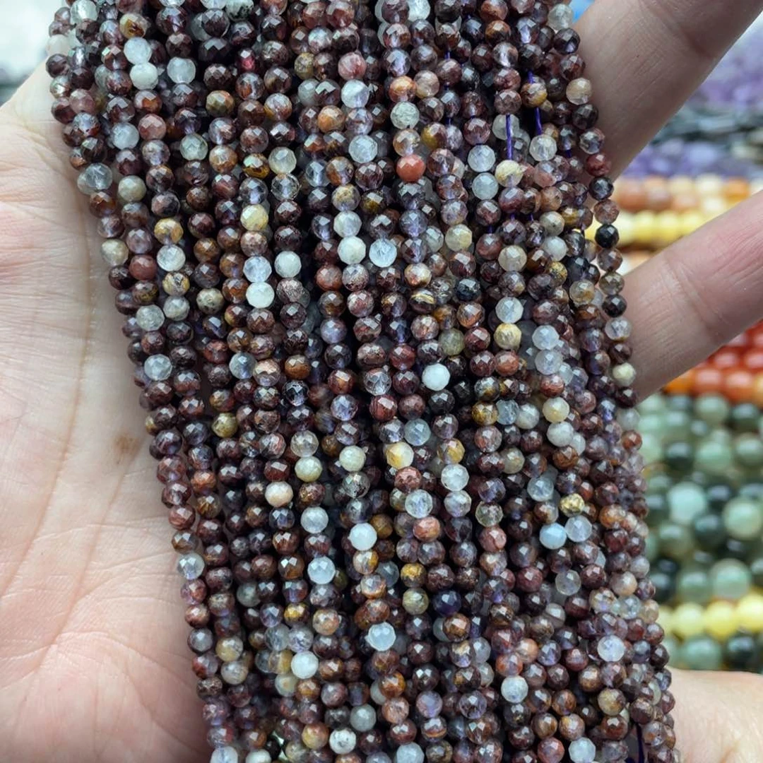 玛瑙/玉髓珠宝半成品未镶嵌一条装3mm紫幽灵切面珠