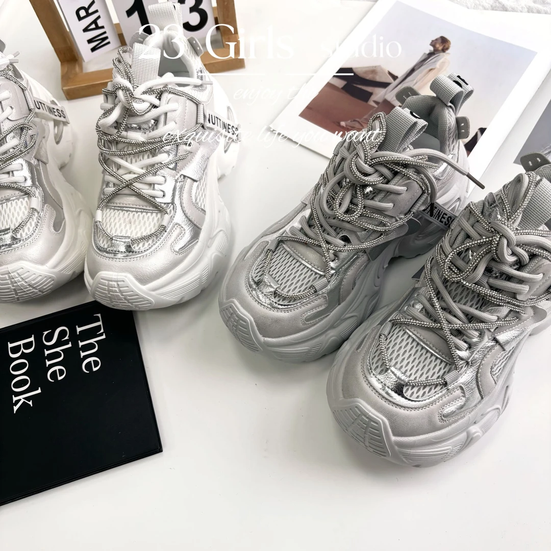 【虞可可】小灯泡~气垫厚底增高老爹鞋女新款透气百搭运动休闲鞋